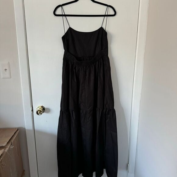 Commense‎ Boho Pleated Solid Black Backless Tiered Evening Cocktail Maxi Dress S - Picture 7 of 17